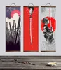 Samouraï japonais Ukiyoe pour affiches et impressions sur toile, peinture murale, décoration d'intérieur avec rouleau suspendu en bois massif 211026178839