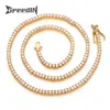 3mm 4mm Hip Hop Colorful Iced Out Zircon Copper Jewelry Men Kvinnor Full Diamond Hot Girl Choker Tennis Chain Halsband