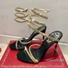 2024 Heel Luxus Damen Sandalen Knöchel Wraparound Snake Stiletto 9,5 CM EUR 34-43