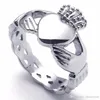 Fashion Stainless Steel Band Claddagh Heart Crown Love Mens Womens Ring Gold Size 6 7 8 9 10 11 12 13275H