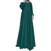 Robes décontractées Abaya Robe Vintage Dot Print Maxi avec col rond manches longues pour femmes lâche a-ligne grand ourlet doux longueur de plancher