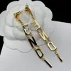 Boucles d'oreilles classiques avec lettre F pour femmes, longues boucles d'oreilles en or, haute qualité, tendance