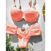 Kvinnors badkläder 2024 Sexig Push Up One Piece Swimsuit Women Underwire Monokini Bathing Swim Swim Sy Wear Summer Beachwear