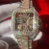 2024 Montre Carters Diamants Moissanite Or Rose Mixte Sier Squelette Passage Carré Tt Mouvement À Quartz Top Luxe Saphir Glacé avec Boîte cy