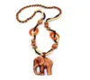 Ny 2020 Boho Ethnic Jewelry Long Hand Made Bead Wood Elephant Pendant Maxi Halsband för kvinnor hela repkedjan trendy9808170