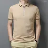 Polos masculinos verão streetwear moda masculina manga curta com zíper camisas polo versátil sólido solto negócios casual básico roupas masculinas topos