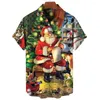 Mannen Casual Shirts 2024 Shirt Kerst Print Korte Mouw Top Hawaiiaanse Revers Knop Voor Mannen Mode Feestkleding T-shirt