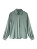 Kvinnors blusar minimalistiska temperament stor storlek skjorta 2024 långärmad lös passande fast färg botten topp