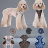 Conjunto de arnês e trelas para cães de designer com padrão clássico coleiras para animais de estimação coleiras de malha respirável para cães pequenos poodle Schnau2454989