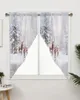Занавеска Рождественский лес снежинки олень окно гостиная спальня декор шторы украшение кухни треугольные
