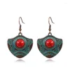 Dingle örhängen turkos bohemlång hängande för kvinnor 2024 antik brons etnisk vintage droppörhängen smycken tillbehör