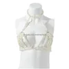 Andra Stonefans y Luxury Imitation Pearls Body Chain Harness for Women Summer Handmade midja Bikini BH underkläder smycken Drop Delive Dhbjy