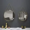 Round Decorative Glass Mirrors Home Decor Bathroom Vanity Chain Hexagon Wall Hanging Makeup Mirror Art Interior Decoration 240219