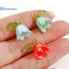 السحر 10pcs راتنج راتنجات اللون 3D زنبق من المعلقات الوادي لأقراط DIY للنساء المجوهرات صنع لوازم 14.5x14m