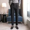 Men's Suits 2024 Mens Slim Fit Business Dress Pants For Suit Ankle Length Summer Formal Trousers Black White Gray