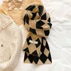 Scarves Fashionable womens warm winter knitted diamond plain scarf in Korean style soft and thick elastic wool yarn Bufanda Neckerchief Echarpe Q240228