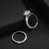 Knobspin D VVS1 -ringar för kvinnor mousserande diamant bruduppsättningar med GRA S925 Sterling Sliver Plated 18k Band 240226