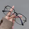 Sonnenbrille Mode Anti Blaues Licht Gläser Ultra Große Quadratische Transparente Metallrahmen Frauen Computer Gaming Augenschutz Brille