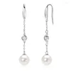 Boucles d'oreilles Lnngy 3MM Moissanite goutte boucle d'oreille 925 en argent Sterling 8-9mm perle d'eau douce pour les femmes dames chaîne gland bijoux cadeau