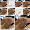 Band Rings Fashion Mtilayer Morganite Rings Rose Gold Color Wedding Jewelry Champagne Crystal Stone Ring Bague For Women Mother Days Dhihx