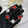 Bijoux de créateurs Bracelet de luxe VanCA Agate rouge Cinq fleurs Quatre feuilles d'herbe Petit et luxueux Jade chanceux Chalcédoine Sensation avancée Artisanat Net Fille