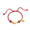 Link-Armbänder, Drachenjahr-Glücksarmband, gewebtes schwarzes rotes Seil, verstellbar, handgefertigter Schmuck, Stil, Geschenk, chinesisch