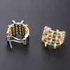 2023 Bijoux Tendance Plaqué Or 18 Carats Boucles D'oreilles En Zircone Cubique En Gros Mode Italie Corde 925 Argent Diamant Boucle D'oreille Cuff Stud