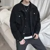 Denim noir veste courte hommes Jeans veste manteaux coupe-vent décontracté poches salopette Bomber Streetwear homme vêtements vêtements d'extérieur 240226