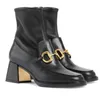 Kobiety designerskie buty przycisk Dekoracyjne krótkie buty czarne buty na wysokim obcasie Wysokiej jakości prawdziwe skórzane buty bojowe zima i platforma dla damskich