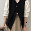 Women's Vests Vintage Temperament Suit Vest Female 2024 Autumn Korean Chic Small Fragrance One Button Waistcoat Loose V-neck Tops