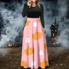 Abiti casual da donna Halloween manica lunga girocollo abito a vita alta piccolo corto alla moda per le donne