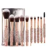 Pincéis de maquiagem Diamante Pincéis de maquiagem de luxo Conjunto 10pcs Gold Foundation Blending Powder Eye Face Brush com caso Professional Make Up T Dh9Xc