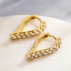 Orecchini a cerchio ACQUISTARE 2024 Trendy 3 stile geometrico per le donne eleganti gioielli da festa color oro rame CZ zircone intarsio orecchino