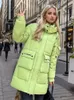 Trenchs de femmes Manteaux de coton Manteau Femmes Vert Lâche Épais Chaud Parkas à capuche 2024 Mode d'hiver Coréen Poches arrière Vêtements