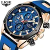 Lige Fashion Mens Watches Top Brand Luxury Silicone Sport Watch Men Quartz Date Clock Waterfoof Wristwatch Chronograph210804328L