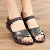 Sandals Women Fashion 2024 Summer Middle-aged Non-slip Flat Shoes Soft Casual Platform