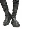 Ботинки зимние мужские на толстой подошве, короткие трендовые, из натуральной кожи, на платформе со средним верхом