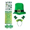 Baretten Elegant Prom Party Shamrock Flat Top Hat met armbandenKettingbril voor dames