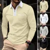 Polo da uomo Camicia Top Versatile Pullover con mezza cerniera con colletto con revers Tasca assorbente ideale per la primavera Autunno Cerniera