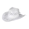 Berretti Cappello da spiaggia leggero portatile tinta unita anti sole paglia casual pieghevole cowboy occidentale per