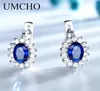 UMCHO – boucles d'oreilles à clip en argent Sterling 925 massif pour femmes, bijoux fins en saphir bleu, fiançailles de mariage, saint-valentin 039s Gi1349104