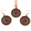 Mode Gouden Kleur Knoop PENTACLE Hanger Effen Achtergrond Pentagram Strass Keuze Ketting Oorbel Set Jewelry1589304