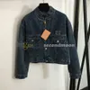 Stand Collar Denim Jacket Kvinnliga bokstäver broderad kappa vintage stil jean ytterkläder lyxjackor