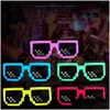 Party Favor Wireless Led Light Up Glasses Pixel Sunglasses Favors Glow In The Dark Neon For Rave Halloween Drop Delivery Home Garden Dhvsg