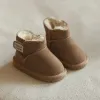 Stövlar nya vinter baby snö stövlar varm plysch läder småbarn skor mode pojkar flickor antislip gummi sula barn sneakers spädbarn stövlar