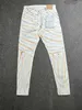 Roupas de grife dos homens jeans marca de luxo roxo homem roxo marca 2024 primavera novo branco salpicado jeans dos homens estilo rua alta