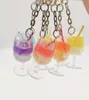 Keychain Creative Large Fruit Drink Milk Tea Cup Key Chain Pendant Harts Simulation Decoration Shop Gift2768457