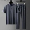 Heren trainingspakken Heren zakelijk poloshirt Zomer elastische losse broek Q240228