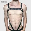 Imbracatura per reggiseno in pelle punk da uomo Cintura erotica sexy per il corpo Bondage Harajuku Bretelle gotiche Maschile Lingerie Spallacci1336F