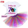 Kledingsets Zeemeermin Zwarte Prinses Verjaardag Meisje Outfit Set Aangepaste naam Shirt Tutu Jurk Kinderfeest Lichte kleding Pak Cadeau 3 4 5 jaar